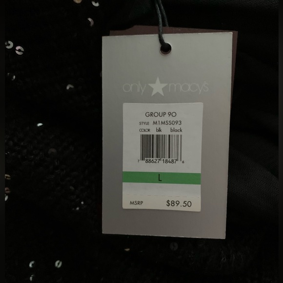 NWOT GORG Calvin Klein Knit Shrug/Black Knit Sequins Front/Back, Ruched, L - Picture 6 of 7